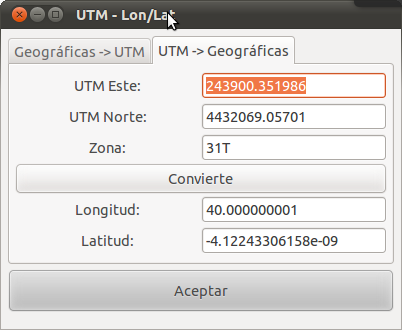 Convertir entre coordenadas geográficas y UTM en Ubuntu